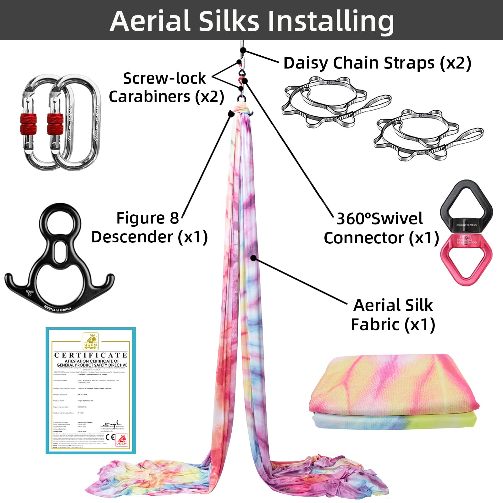 9 Yards Aerial Silks Kit Color - Aerial Silk Hammock 评论和价格